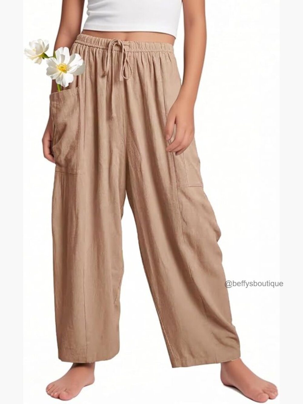 Girls Wide Leg Flowy Pants Elastic Waist Palazzo Harem Trousers Pockets